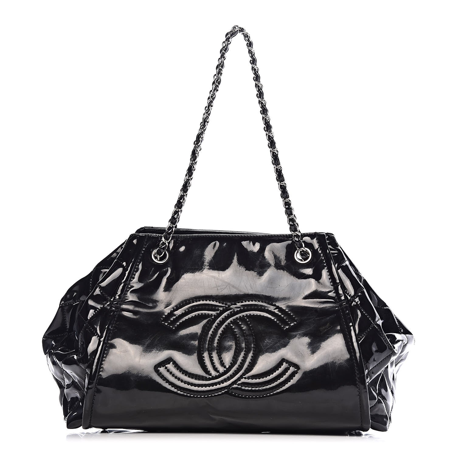 Chanel Vinyl Lipstick Ligne Accordion Tote Black 1 of 10