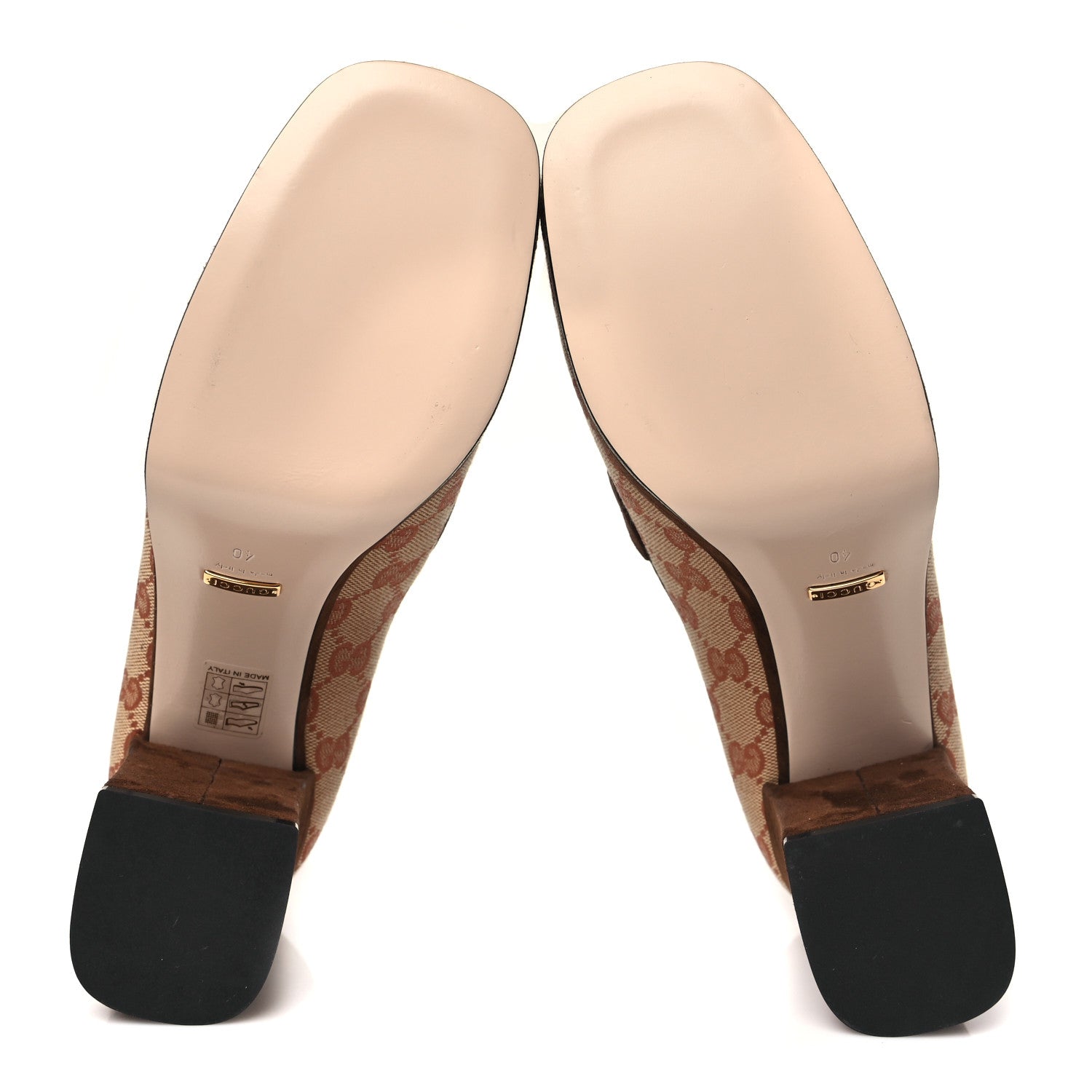 Gucci GG Monogram Suede Houdan Mid Heel Platform Loafers 40 Beige 6 of 9