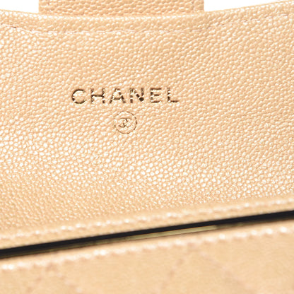 Chanel Iridescent Caviar Quilted Flap Card Holder Beige 6 of 9