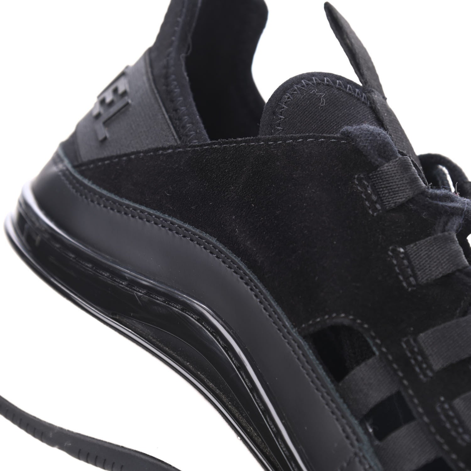 Chanel Fabric Calfskin Suede CC Sneakers 39.5 Black 10 of 20