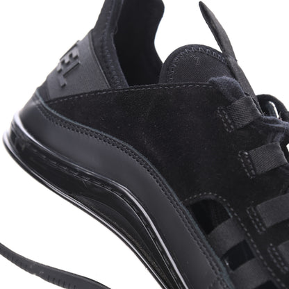 Chanel Fabric Calfskin Suede CC Sneakers 39.5 Black 10 of 20