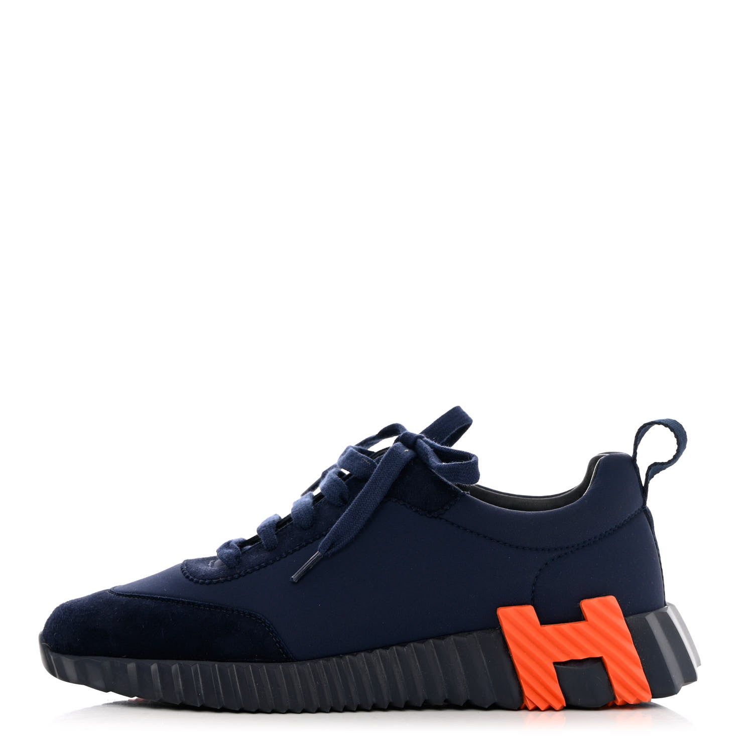 Hermes Technical Jersey Suede Goatskin Bouncing Sneakers 37 Marine 1 of 8
