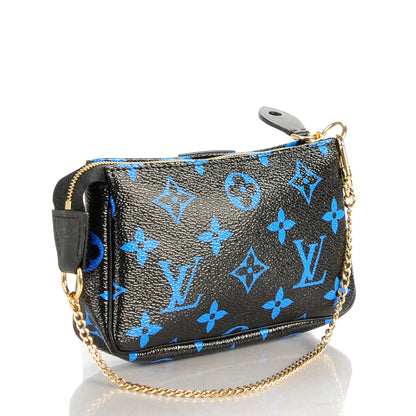 Louis Vuitton Colored Monogram Mini Pochette Accessories Blue Black 3 of 6