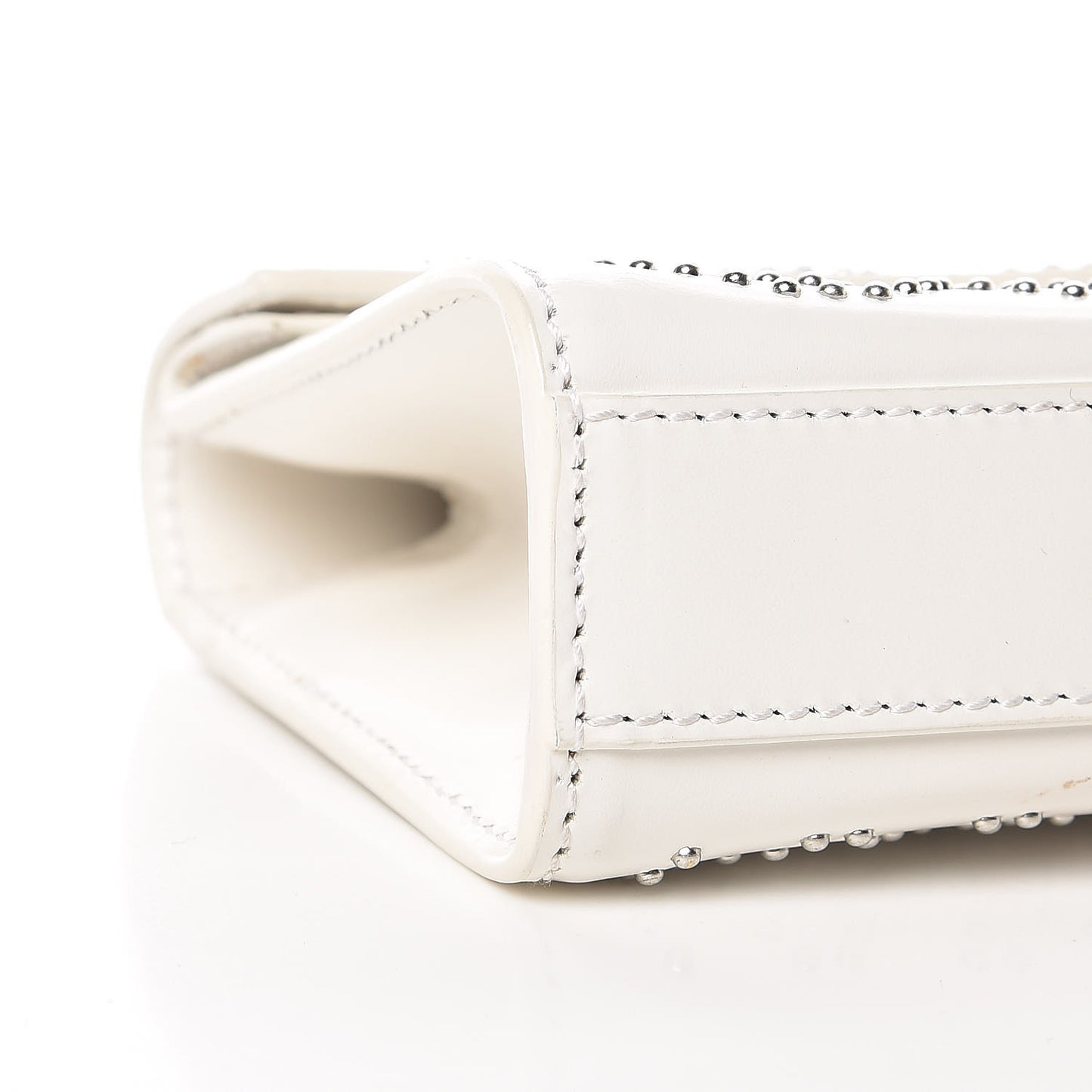 Calfskin Arabesque Studded Clutch White