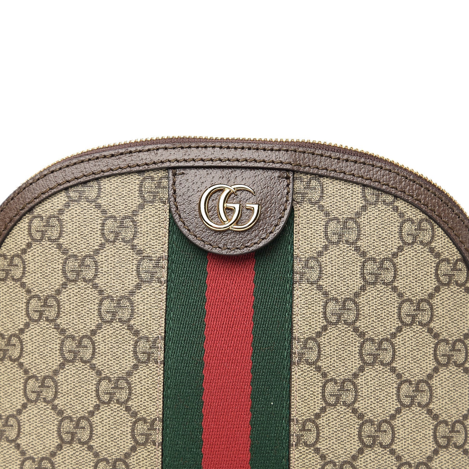 Gucci GG Supreme Monogram Textured Dollar Calfskin Web Small Ophidia Dome Shoulder Bag Beige Ebony New Acero 9 of 10