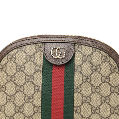 Gucci GG Supreme Monogram Textured Dollar Calfskin Web Small Ophidia Dome Shoulder Bag Beige Ebony New Acero 9 of 10