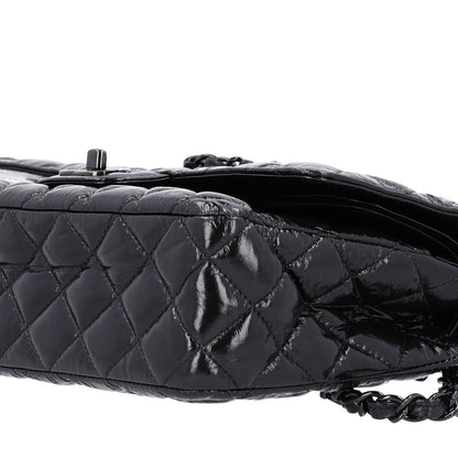 Chanel Shiny Crumpled Calfskin Quilted Medium Double Flap So Black 11 of 11