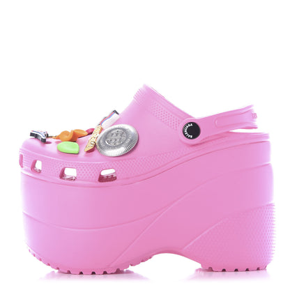 Balenciaga X CROCS Rubber Textured Womens Platform Sandals 36 Rose Bonbon 1 of 9