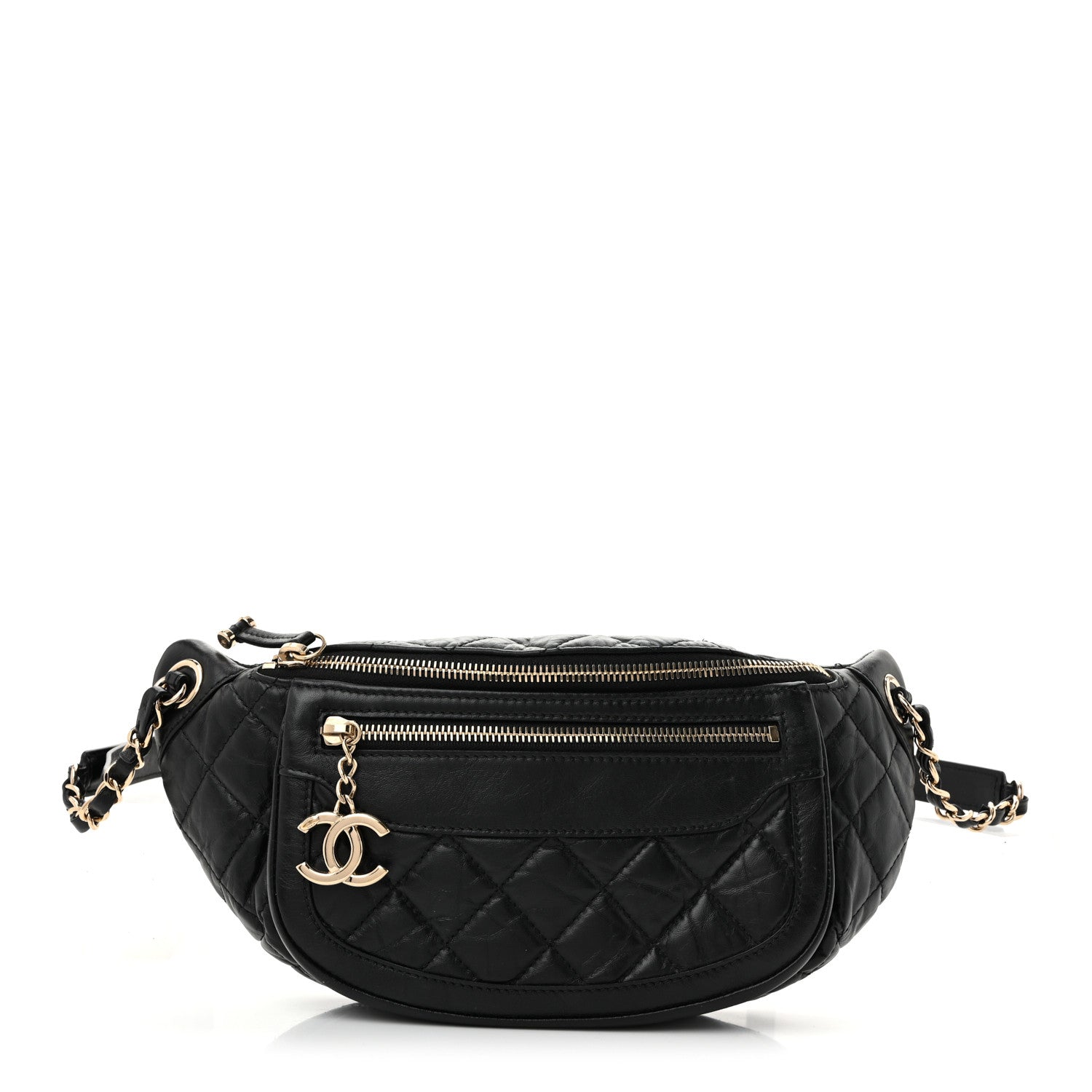 Chanel Aged Calfskin Quilted Waist Bag With Coin Purse Red Black 1 of 13