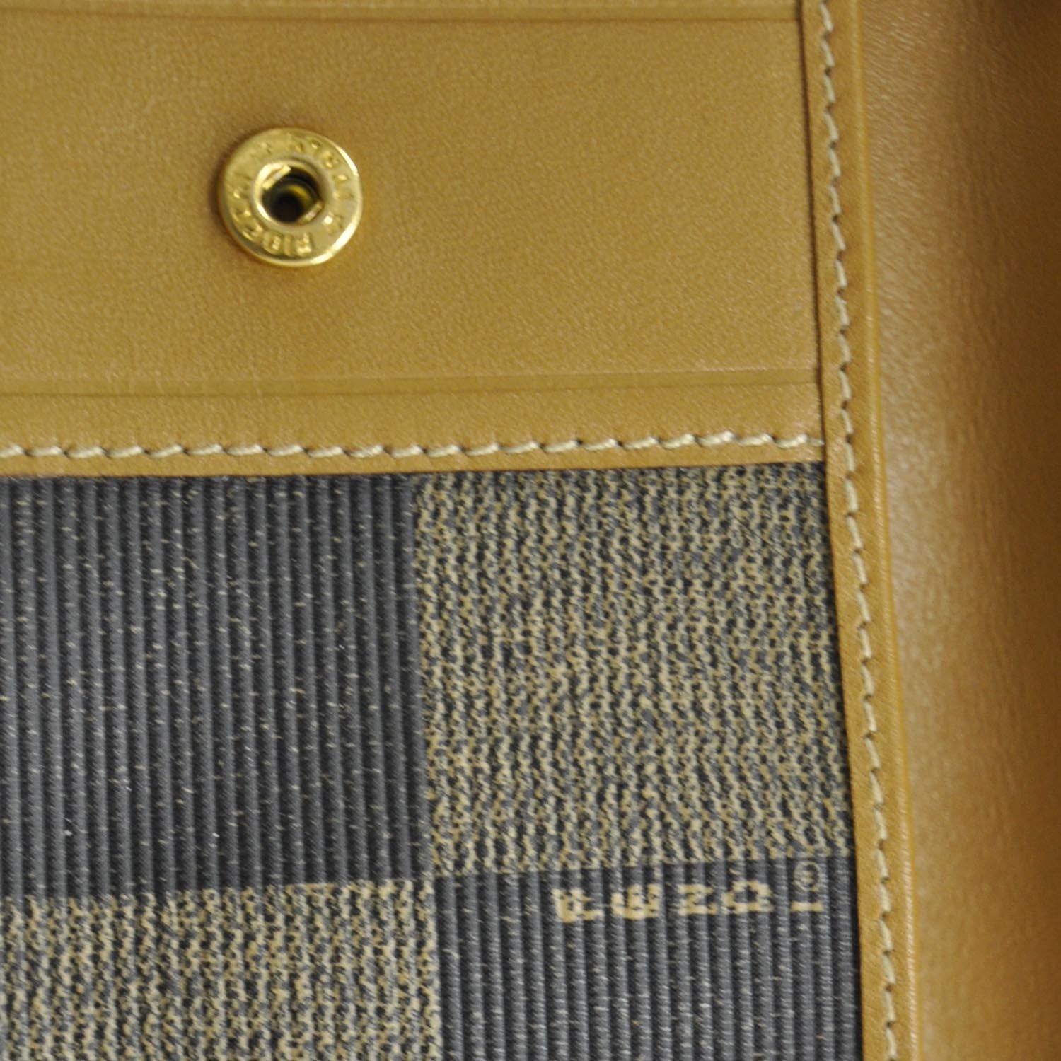 Fendi Vintage Canvas Checkered Coin Pouch Key Case Tobacco 9 of 9