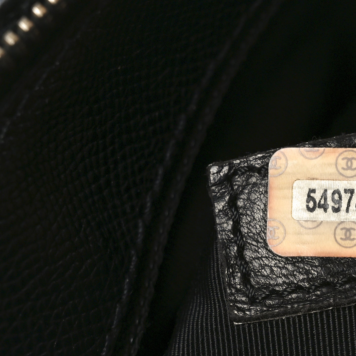 Grained Calfskin Logo Shoulder Bag Black
