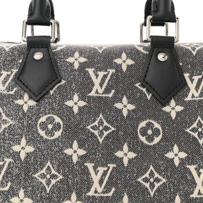 Louis Vuitton Denim Monogram Jacquard Speedy Bandouliere 25 Black 7 of 10