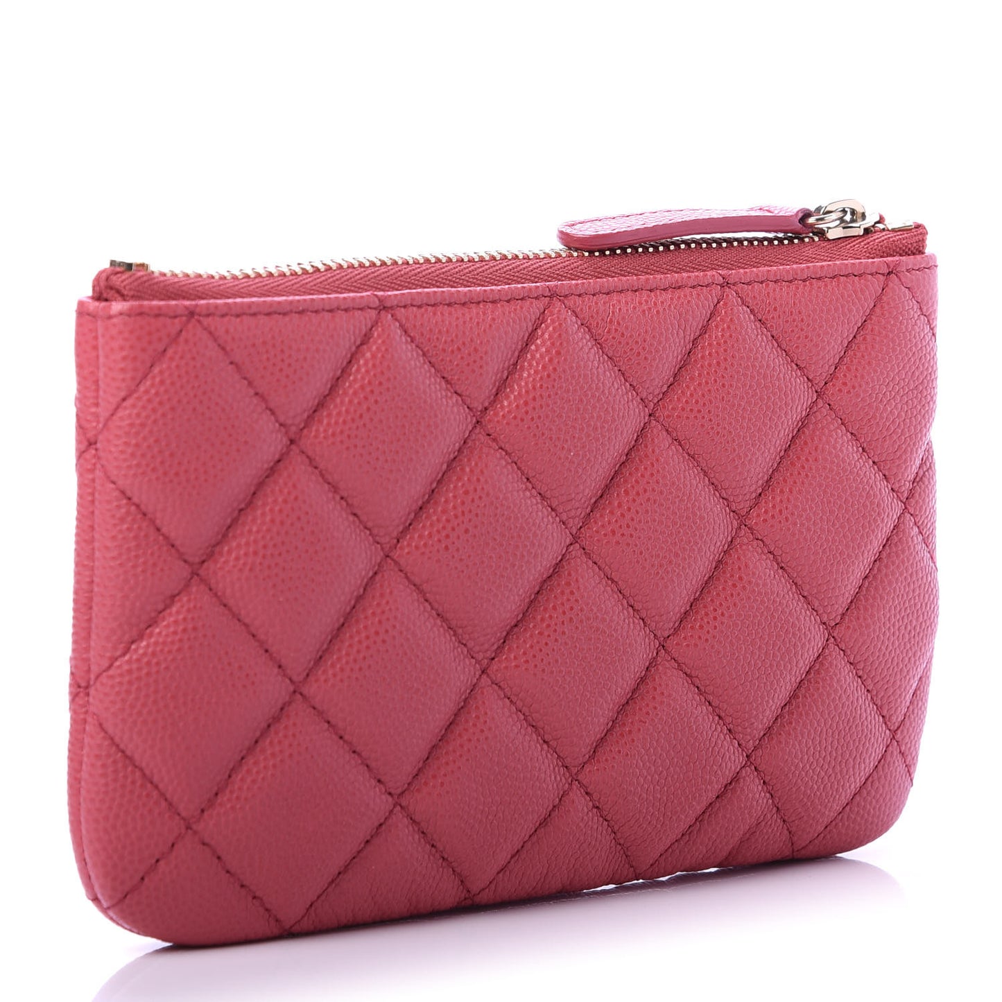 Caviar Quilted Small Cosmetic Case Dark Pink