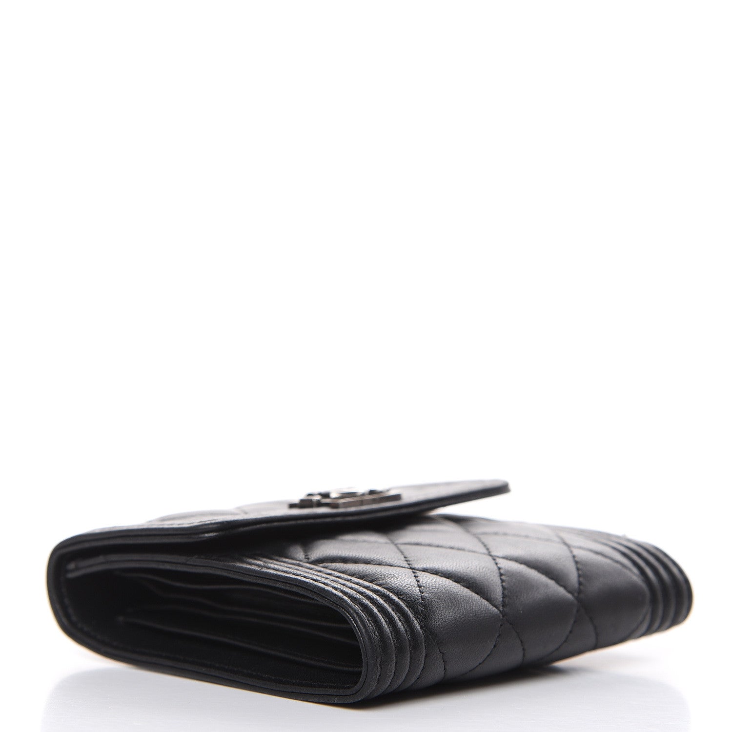 Chanel Lambskin Quilted Compact Boy Wallet Black 4 of 14