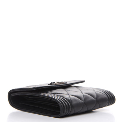 Chanel Lambskin Quilted Compact Boy Wallet Black 4 of 14