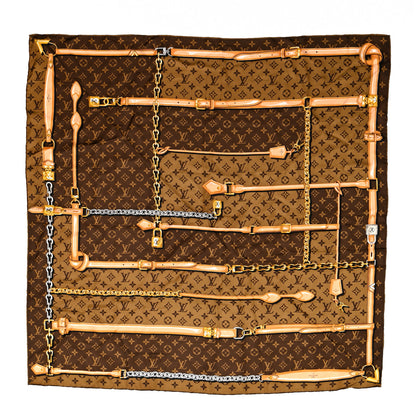 Louis Vuitton Silk Monogram Confidential Square Scarf Brown 1 of 3
