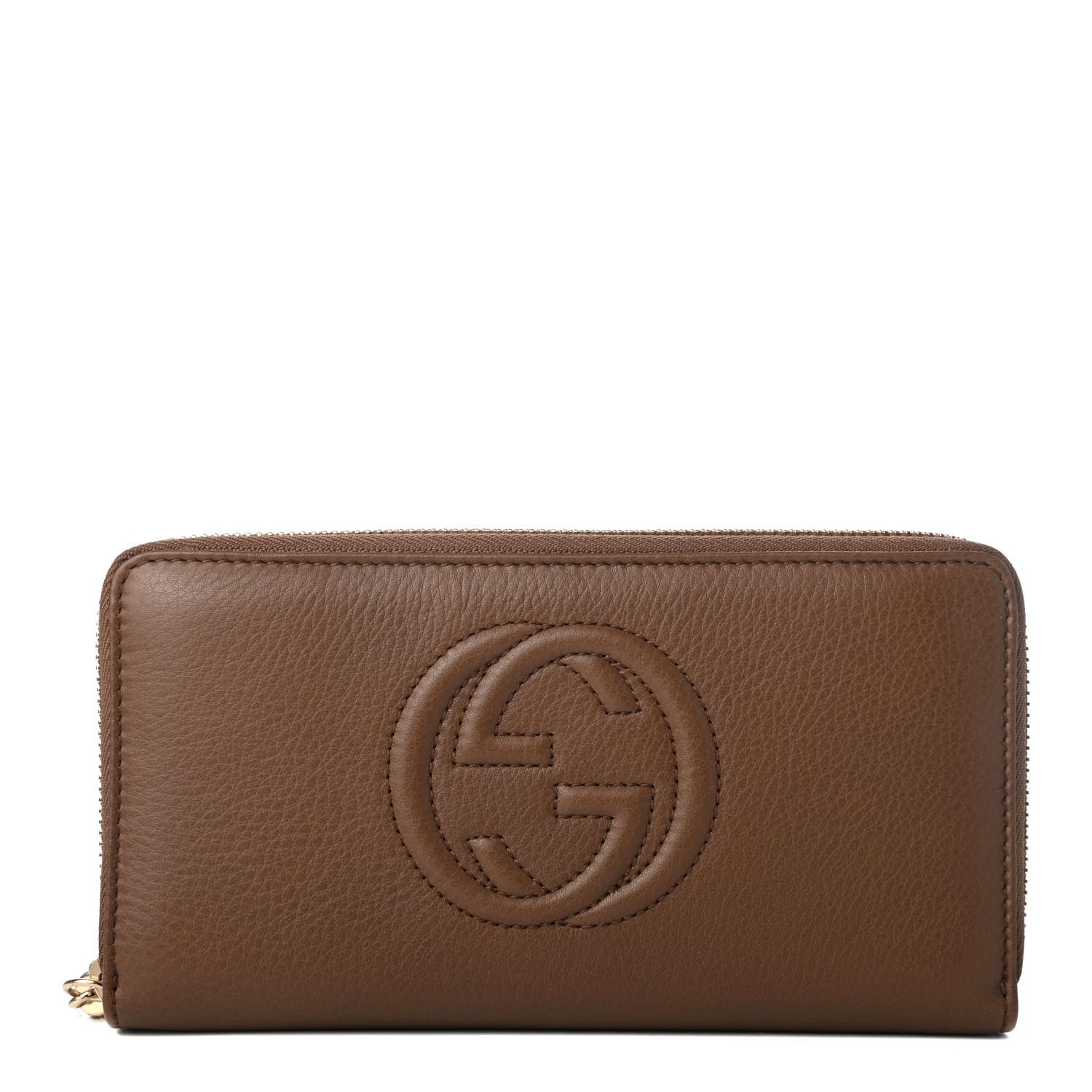 Gucci Pebbled Calfskin Soho Zip Around Wallet Brown 1 of 8