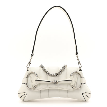 Gucci Nappa Vertical Matelasse Small Maxi Horsebit Chain Shoulder Bag Great White 1 of 11