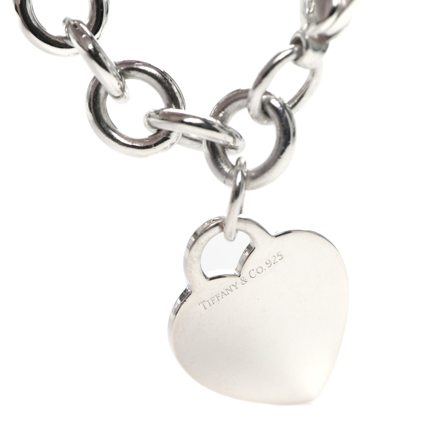 Sterling Silver Heart Tag Charm Bracelet