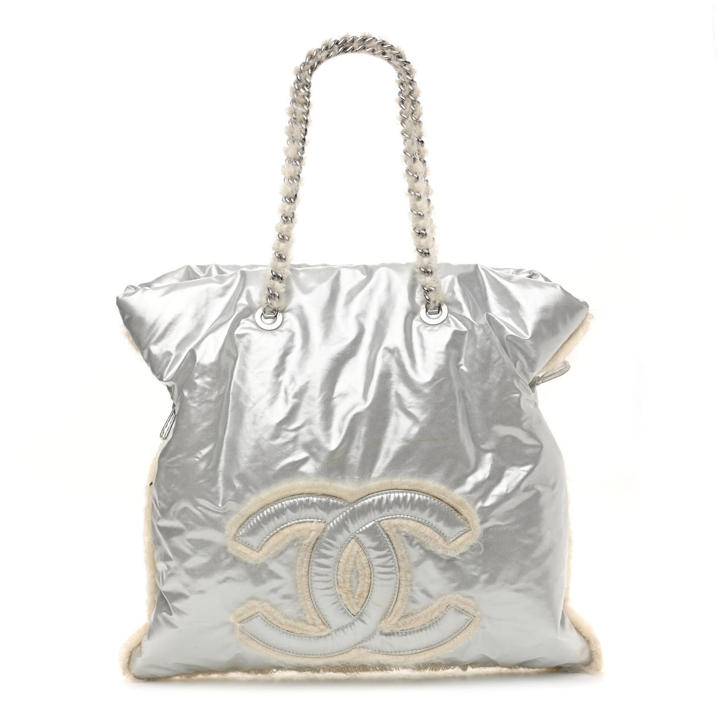 Vinyl Mohair Trimmed CC Bonbons Tote Silver