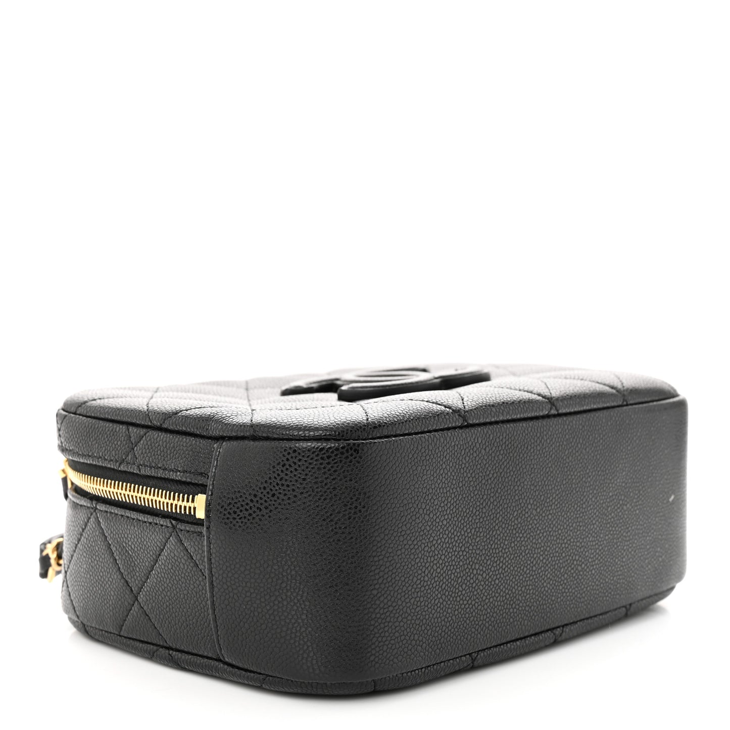 Caviar Quilted CC Small Top Handle Vanity Case Black