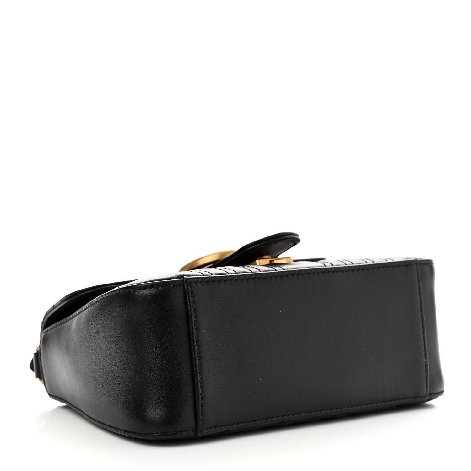 Gucci Calfskin Matelasse Mini GG Marmont Top Handle Shoulder Bag Black 4 of 10