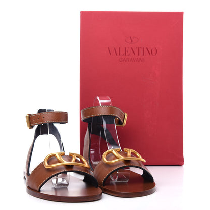 Valentino Garavani Grainy Cowhide Vlogo Ankle Strap Flat Sandals 40 Cuoio 12 of 12