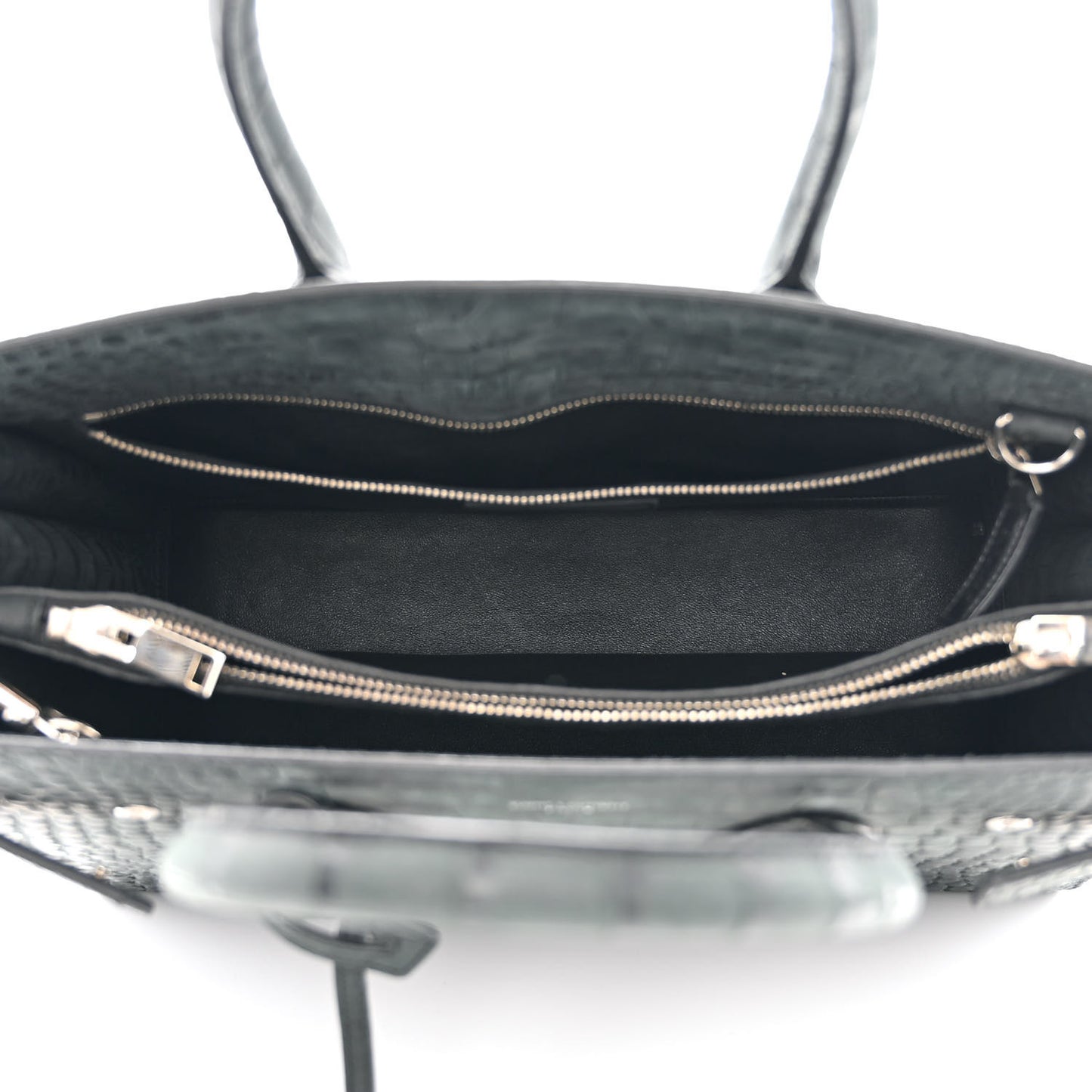 Calfskin Crocodile Embossed Small Sac de Jour Dusty Black