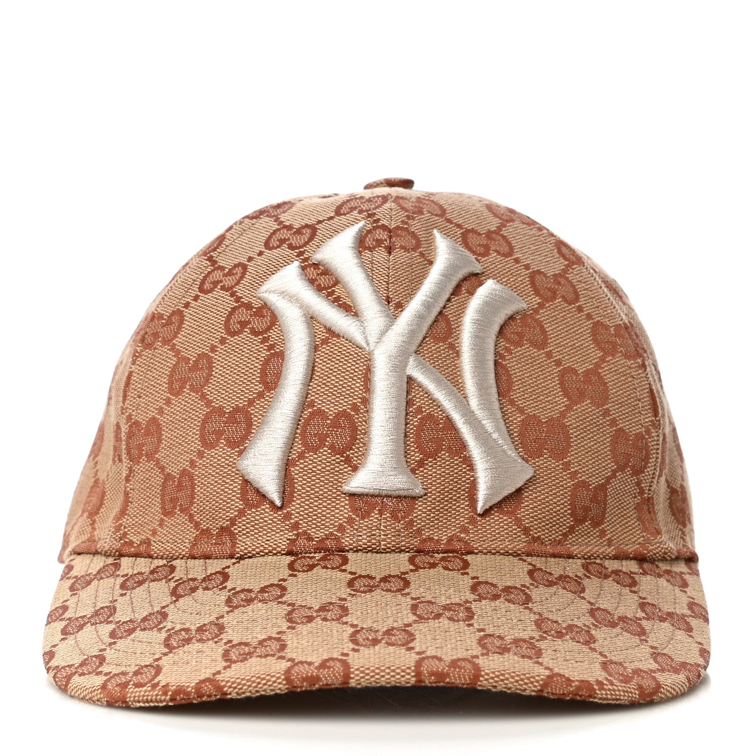 Gucci X MLB Monogram NY Yankees Baseball Hat 57-61 Beige Ruggine 3 of 6