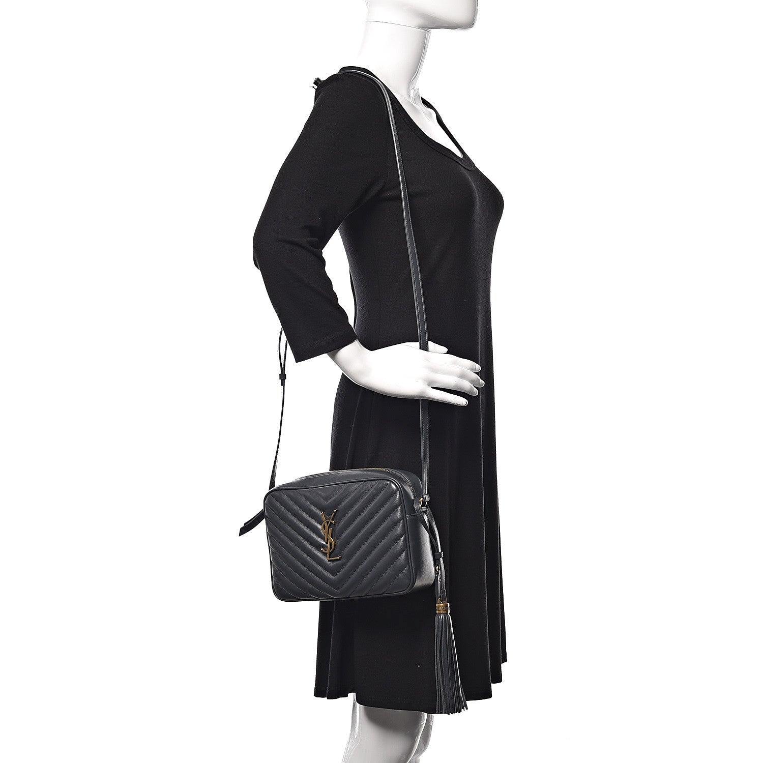 Saint Laurent Calfskin Matelasse Monogram Lou Camera Bag Dark Smog 2 of 9