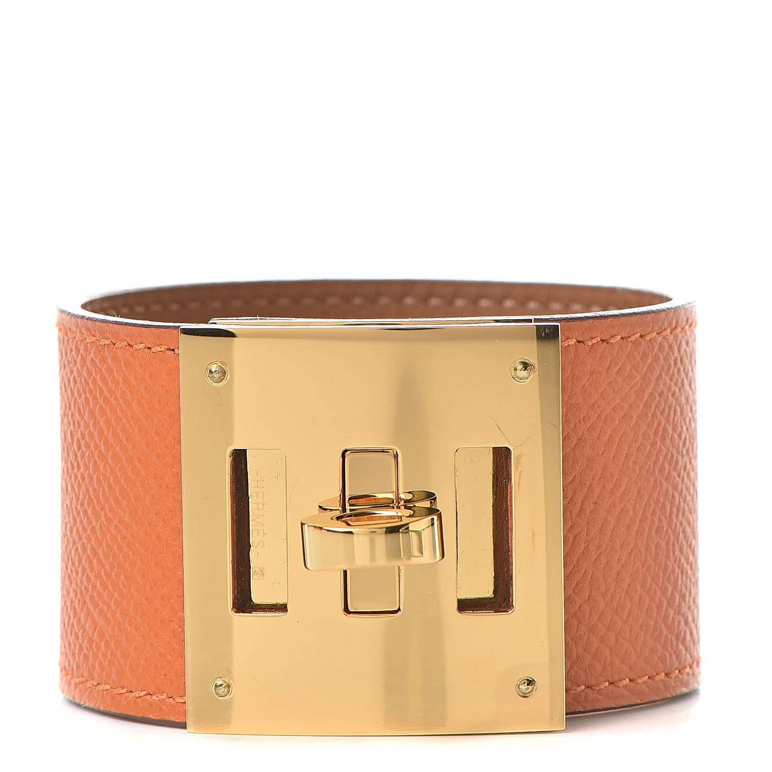 Hermes Epsom Kelly Dog Bracelet T3 Orange 1 of 7