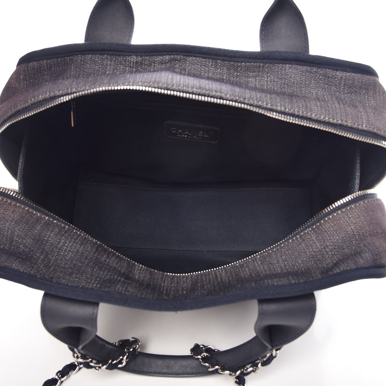 Chanel Denim Deauville Bowling Bag Dark Blue 5 of 9