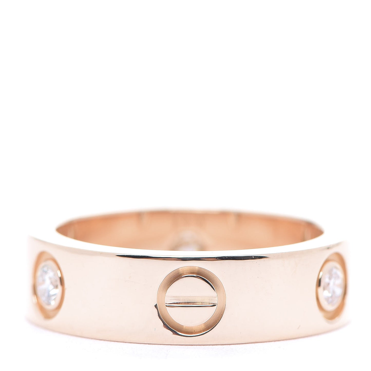 18K Pink Gold 3 Diamond 5.5mm LOVE Ring 52 6