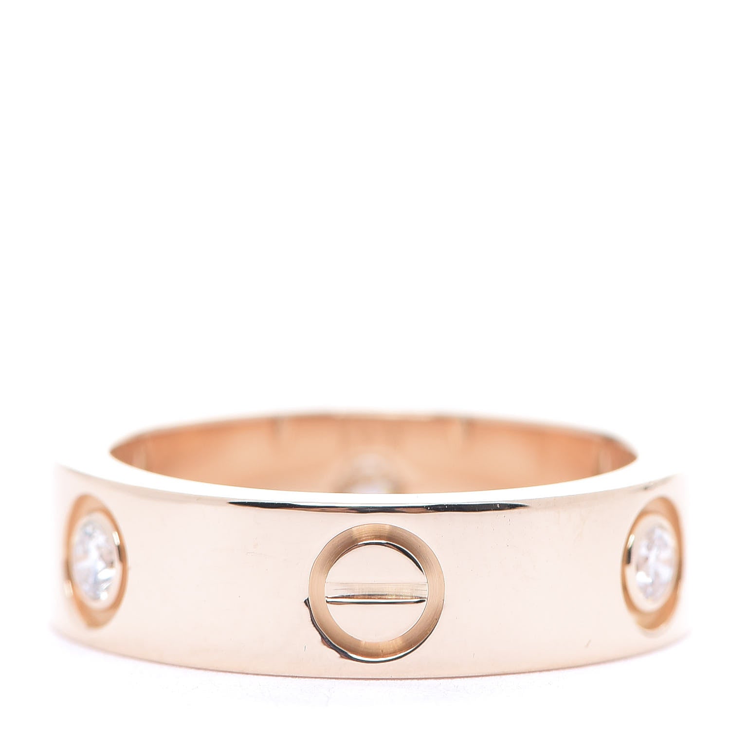 Cartier 18K Pink Gold 3 Diamond 5.5mm LOVE Ring 52 6 2 of 3