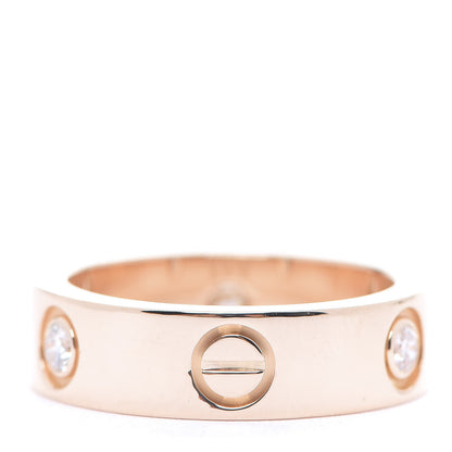 Cartier 18K Pink Gold 3 Diamond 5.5mm LOVE Ring 52 6 2 of 3