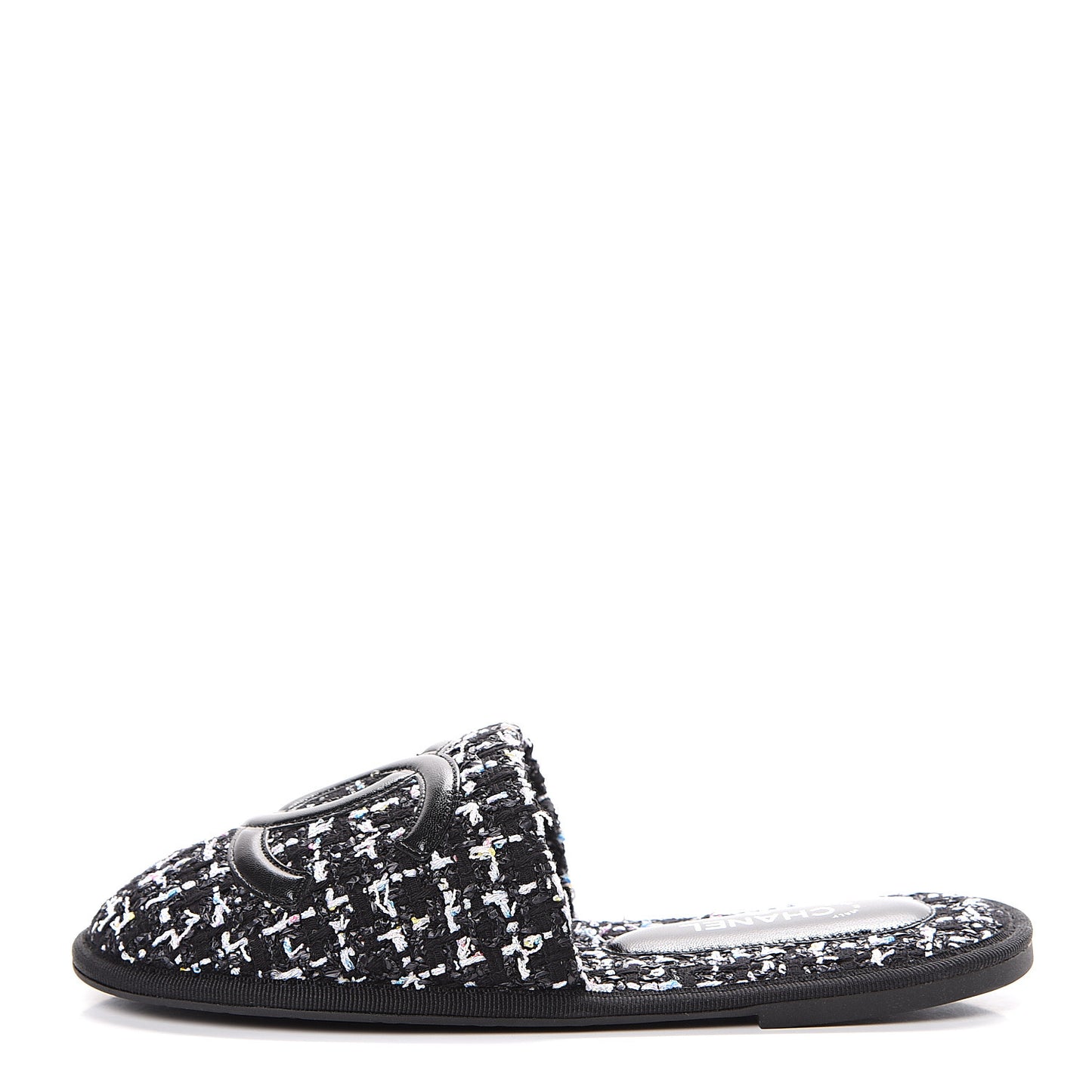 Tweed CC Flat Mules XS Black