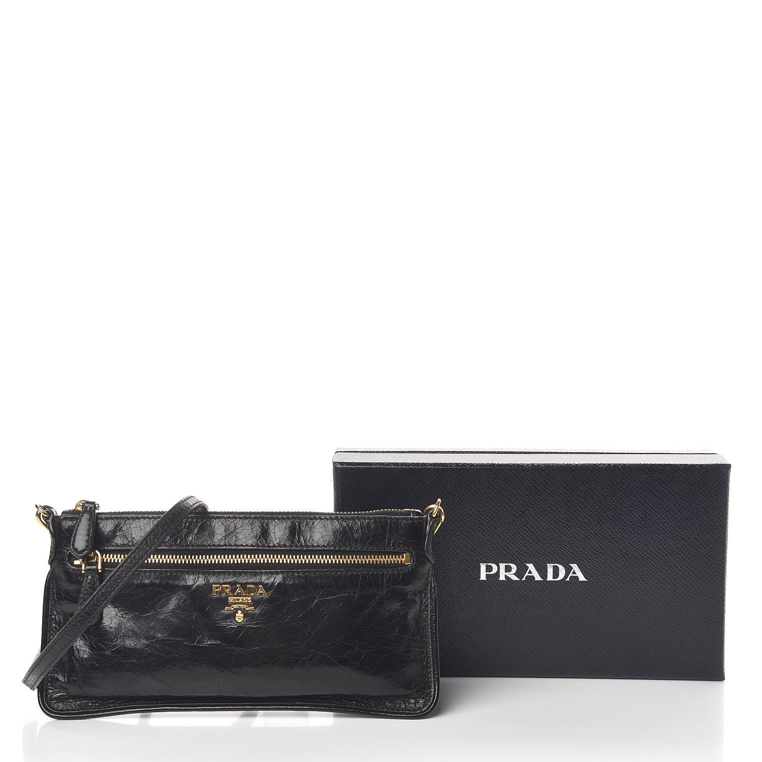 Prada Craquele Zip Crossbody Black 11 of 11