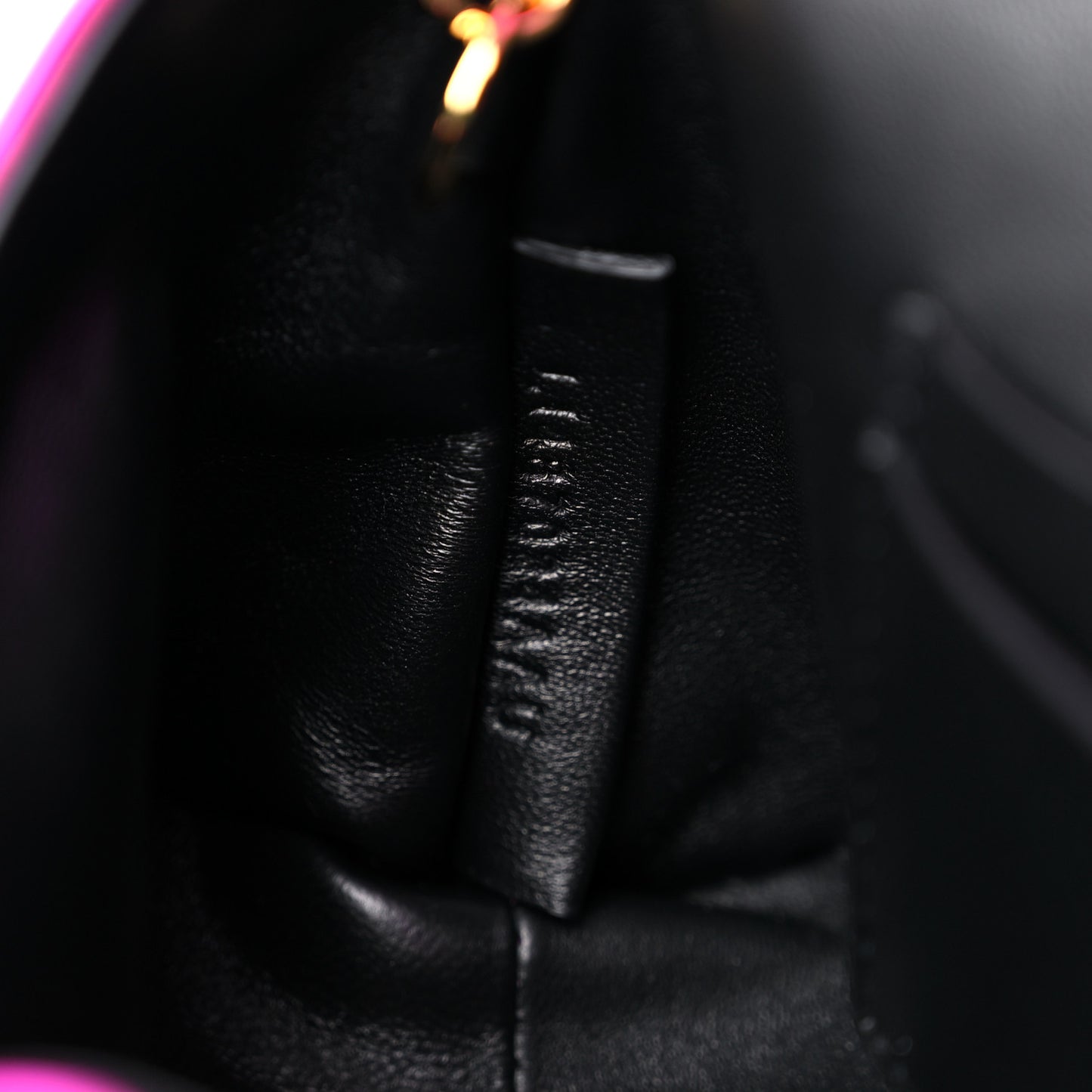 Satin Mini Label Chain Shoulder Bag Hot Pink