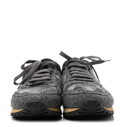 Valentino Garavani Felt Nappa Camouflage Mens Rockrunner Sneakers 41.5 Grey Green 2 of 4