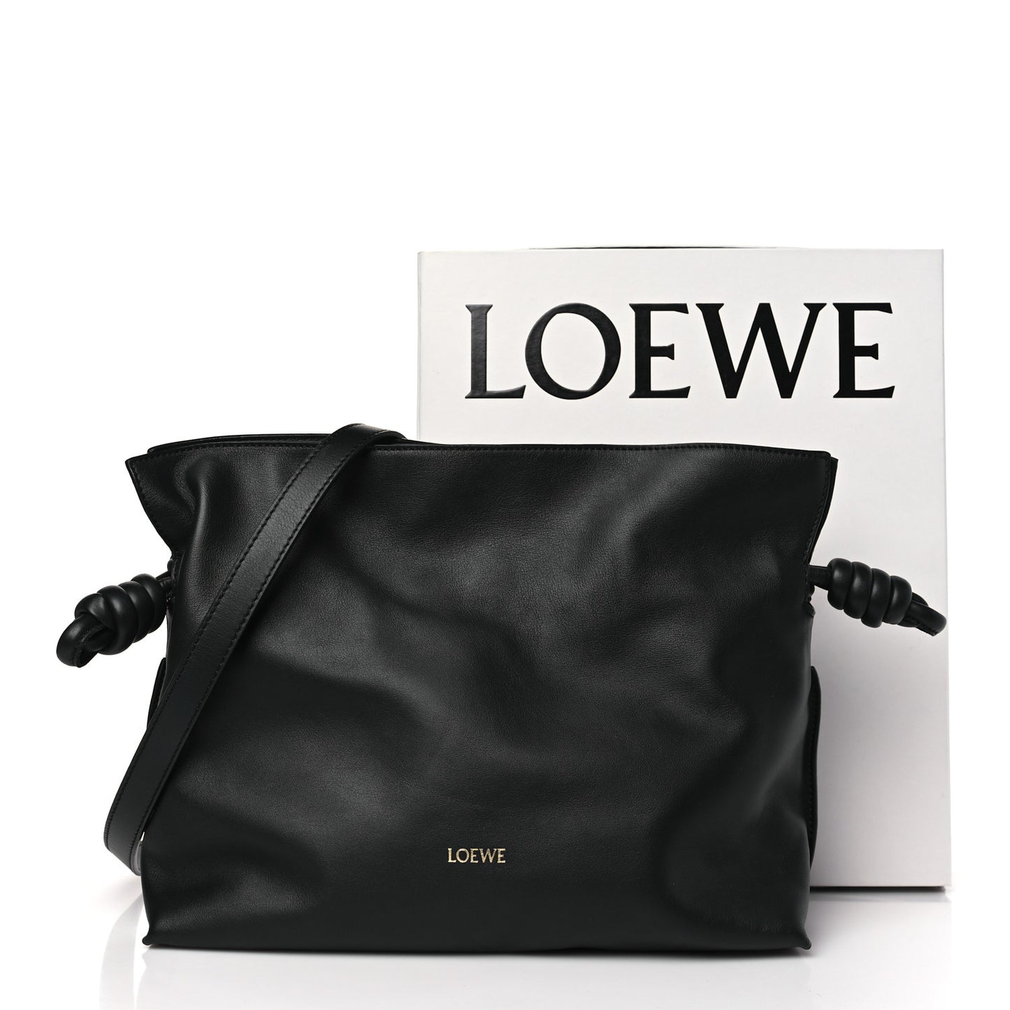 Nappa Flamenco Knot Clutch Black