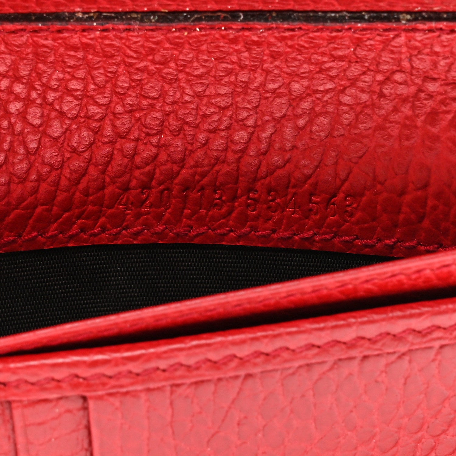 Gucci Monogram Dollar Calfskin Zip Around Compact Wallet Beige Ebony Rosso 7 of 14