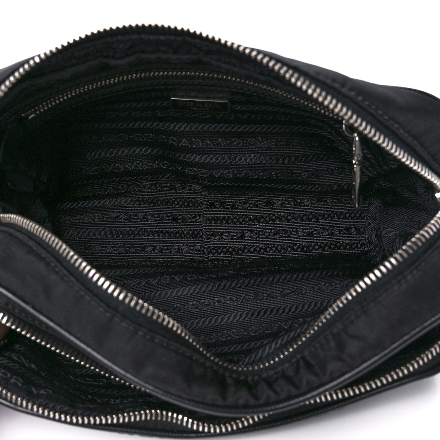 Prada Nylon Saffiano Vela Double Zip Crossbody Bag Black 6 of 12