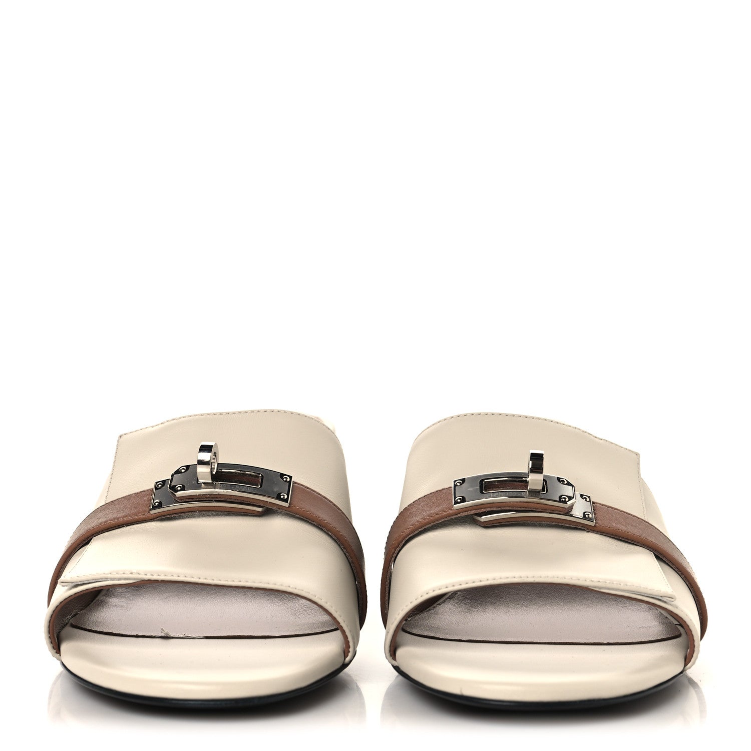 Hermes Calfskin Gigi 50 Sandals 40 Beige Glaise Rose Perle 3 of 9