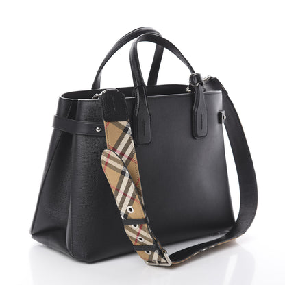 Burberry Derby Calfskin House Check Medium Banner Tote Black 2 of 9