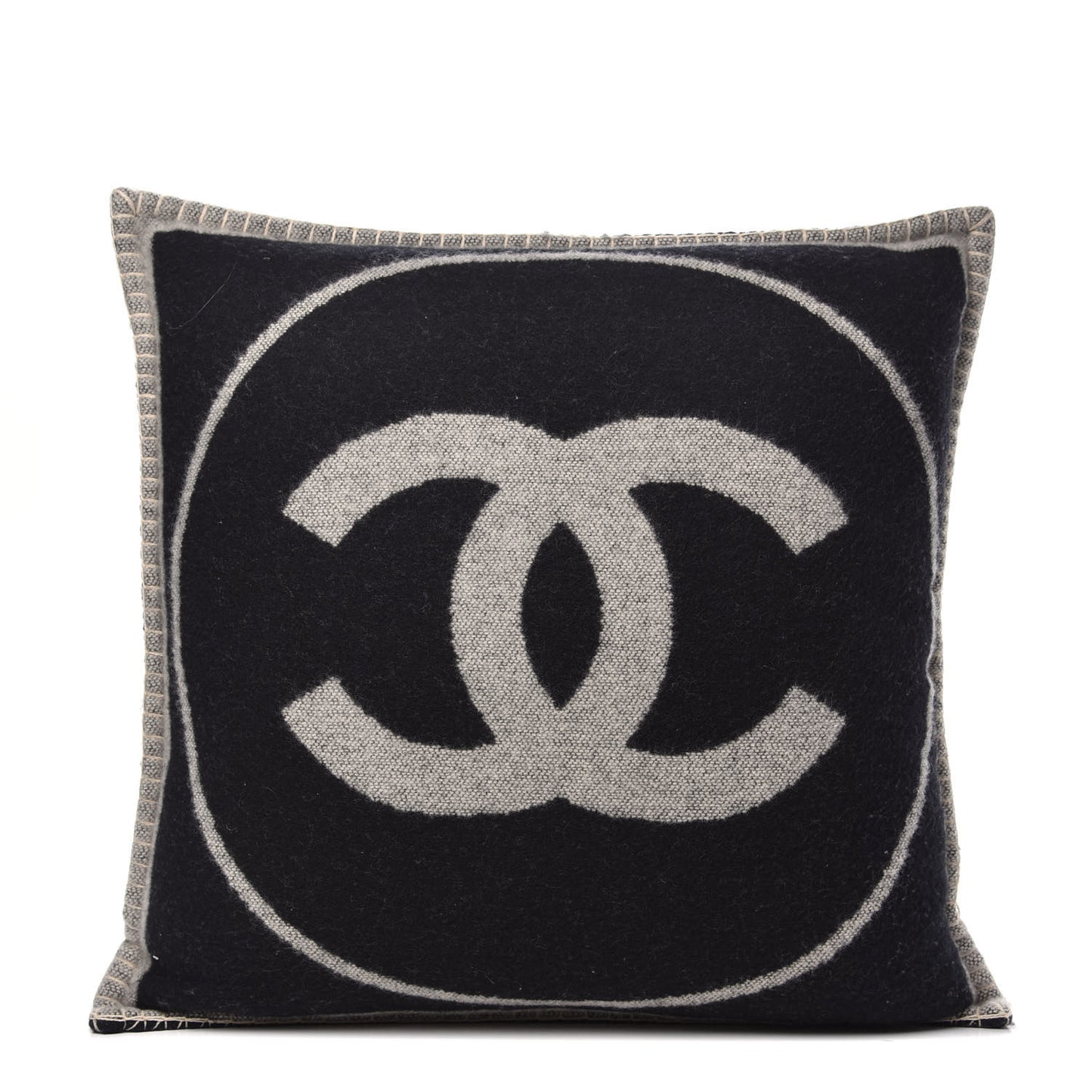 Merino Wool Cashmere CC Pillow Black Beige