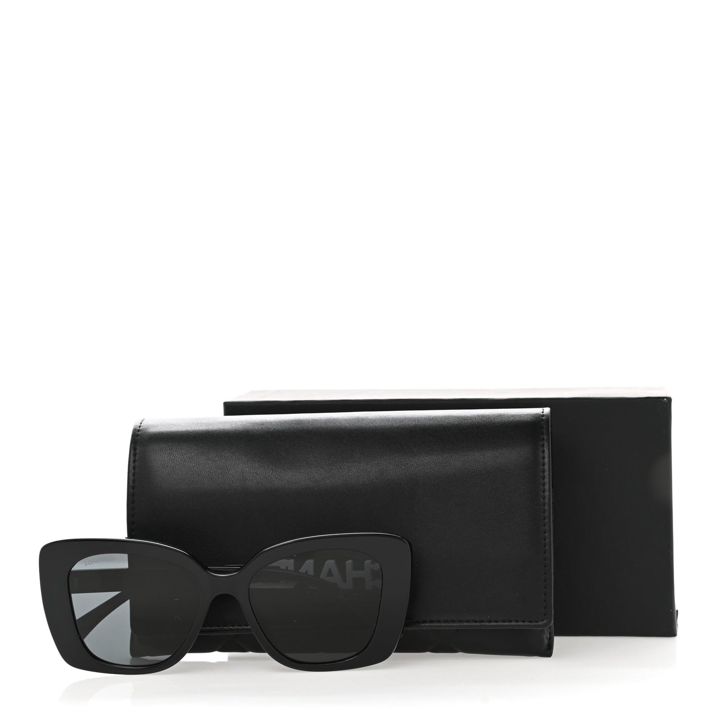 Acetate Strass Square Sunglasses 5422-B-A Black White