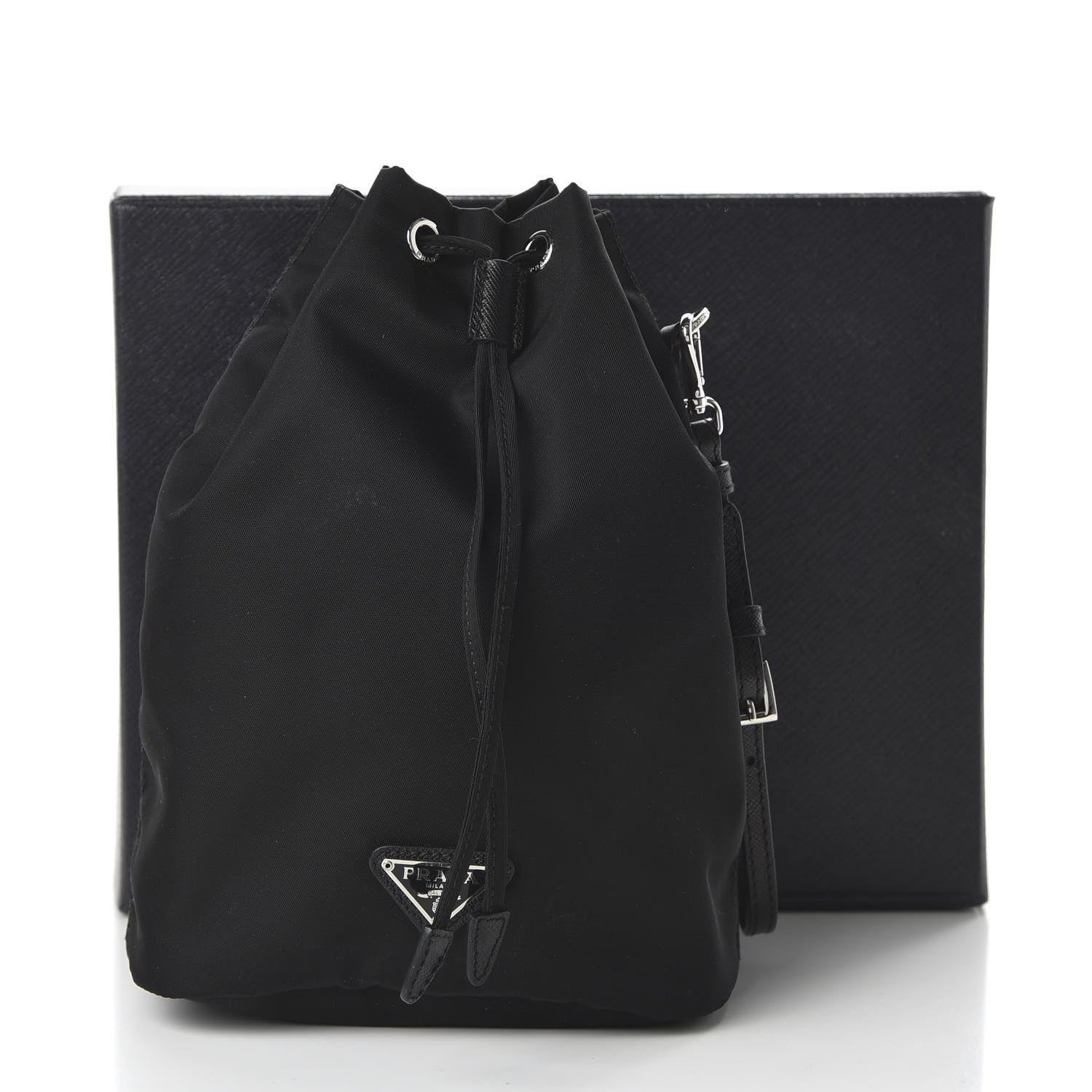 Prada Saffiano Tessuto Nylon Vela Bucket Wristlet Black 10 of 10
