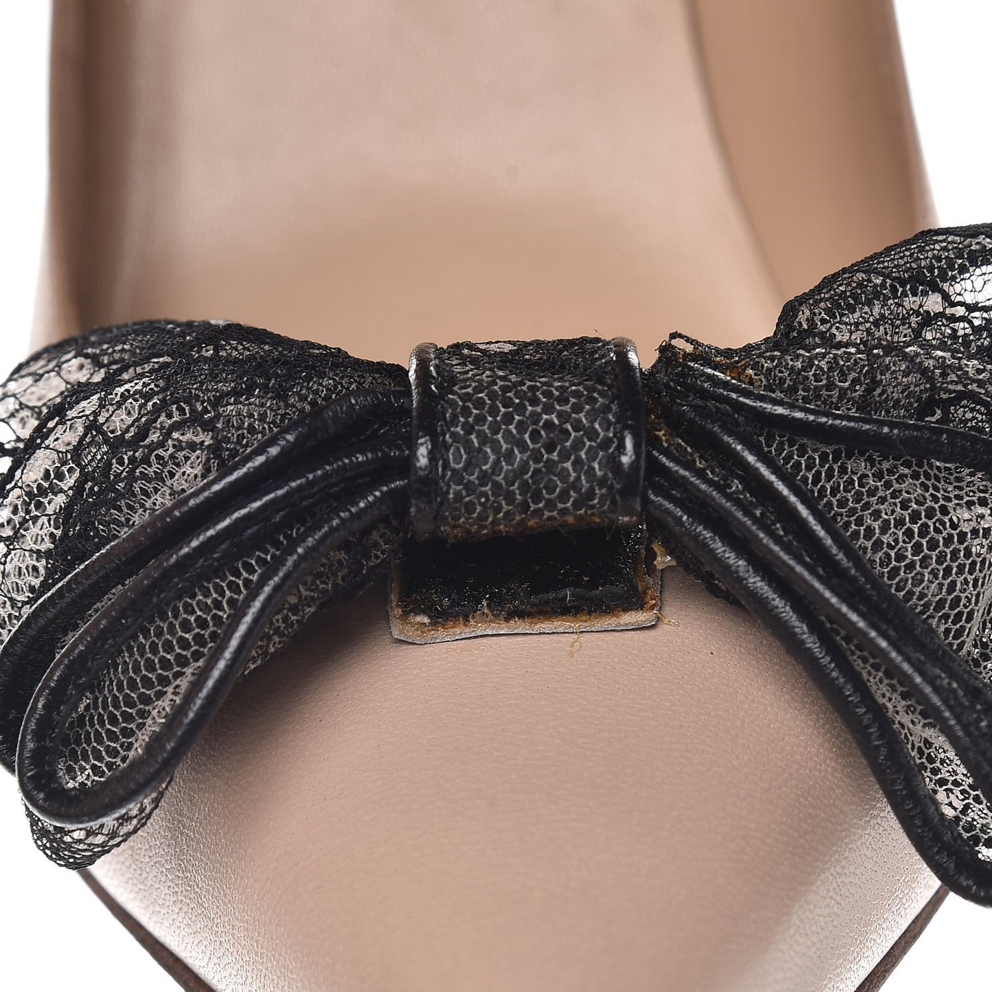 Nappa Lace Bow Pumps 39.5 Nude