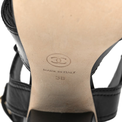 Chanel Goatskin CC Turnlock Sandals 38 Black 7 of 10