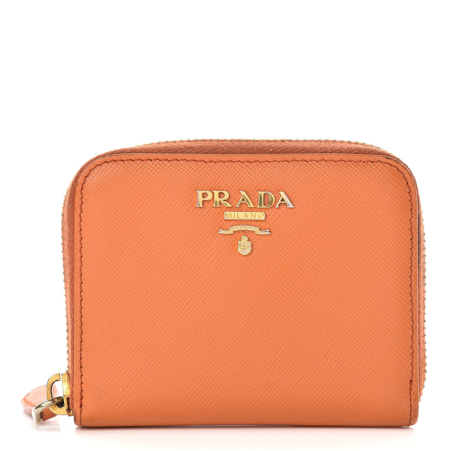 Saffiano Metal Zip Coin Purse Papaya
